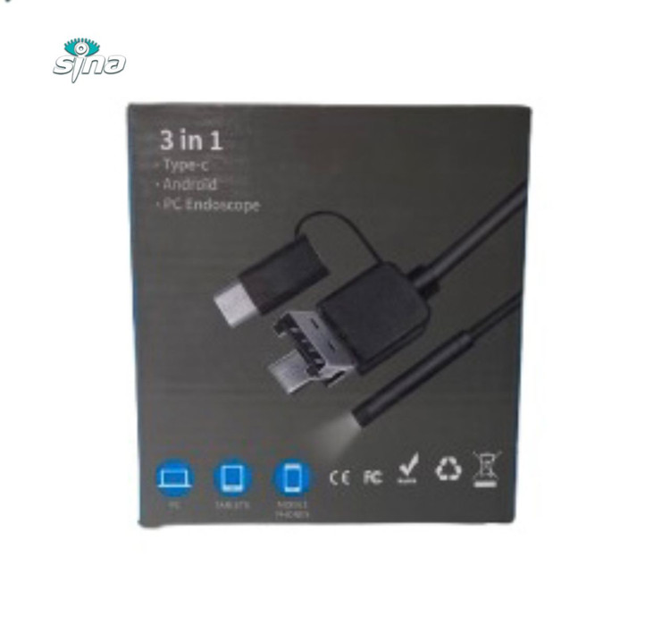 دوربین آندوسکوپی 3 کاره 5متری Android, Type-C و PC - ضد آب و مجهز به LED