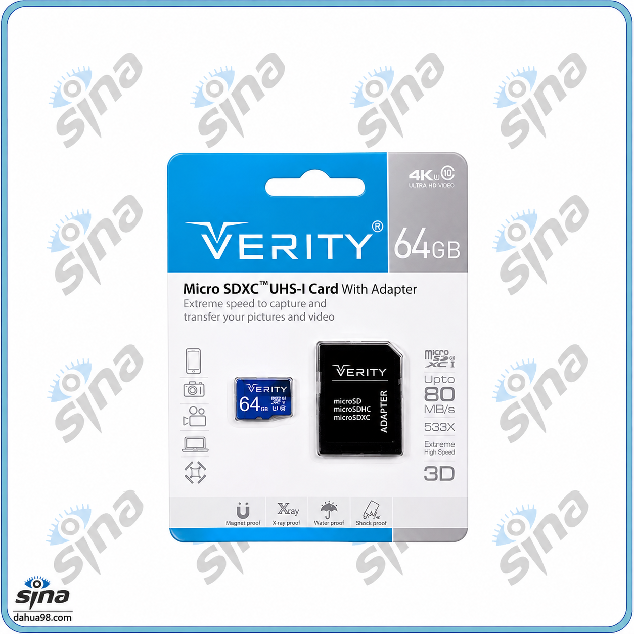 کارت حافظه micro SDXC وریتی مدل 4K کلاس 10 استاندارد UHS-I سرعت 80MBps ظرفیت 64 گیگابایت