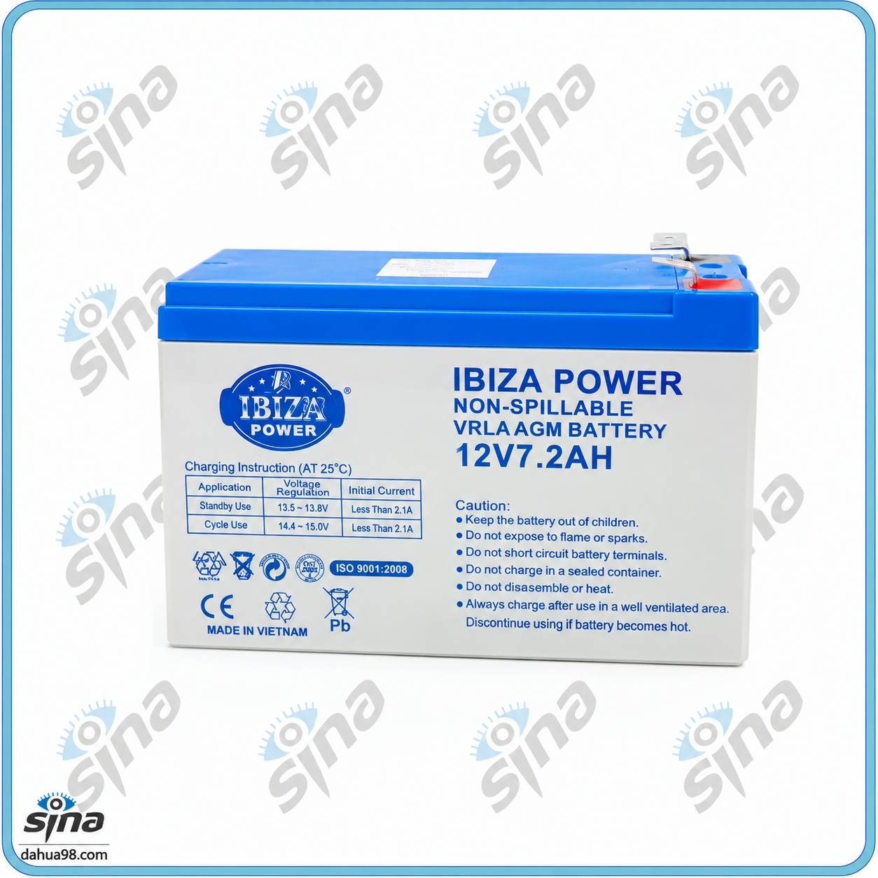 باتری دزدگیر 7 آمپر ایبیزا VRLA AGM BATTERY 12V 7.2A
